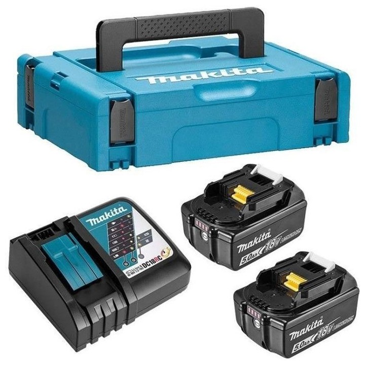 Pack 2 batteries 18V de  5,0 Ah Li-ion MAKITA - 197624-2 (Livré avec