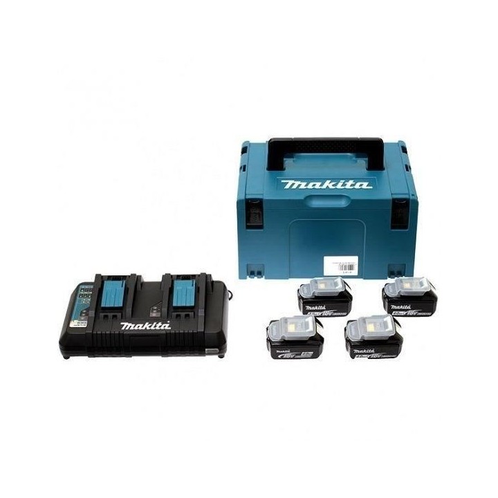 MAKITA Pack energie 18 V Li-ion - 4 batteries (4Ah) + 1 chargeur doubl