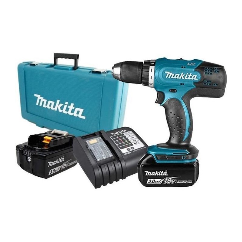 Perceuse visseuse MAKITA 18V 3.0Ah + 2 Batteries, chargeur, en coffret - DDF453SFE