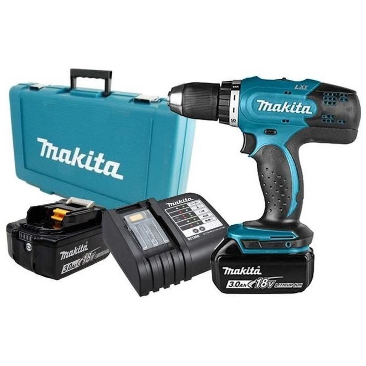 Perceuse visseuse MAKITA 18V 3.0Ah + 2 Batteries, chargeur, en coffret