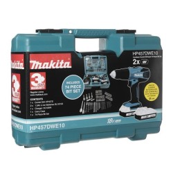 Perceuse-visseuse a percussion 18 V + 2 batteries 1,5 Ah + chargeur + coffret standard - MAKITA - HP457DWE10