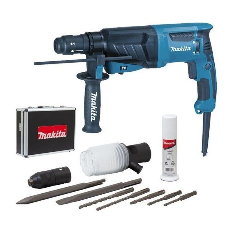 MAKITA Perfo-burineur SDS-Plus HR2630TX4 (Coffret alu + kit d'accessoires) - 800 W - 26 mm