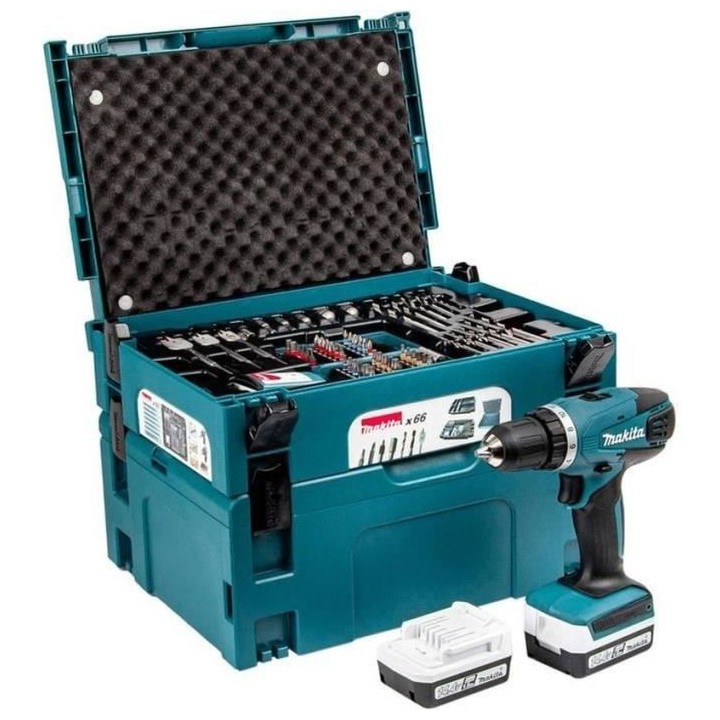 MAKITA Perceuse visseuse 10mm DF347DWJX4 + coffret Makpac avec 66 acce