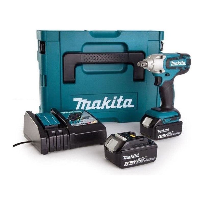 MAKITA Boulonneuse a chocs + 2 batteries 18V 5Ah Li-Ion + Coffret Makpac DTW190RTJ