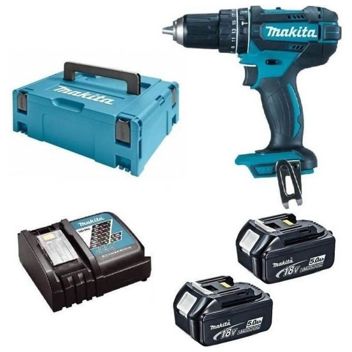 MAKITA Perceuse visseuse a percussion DHP482RTJ - 2 batteries 18 V 5 A