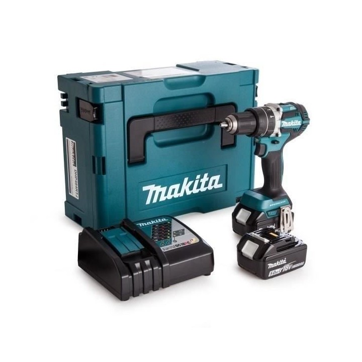 MAKITA Perceuse visseuse a percussion DHP482RTJ - 2 batteries 18 V 5 A