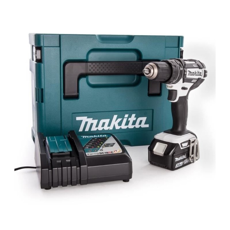 MAKITA Perceuse visseuse a percussion DHP482RFWJ1 avec 1 batterie 18V 3Ah Li-ion