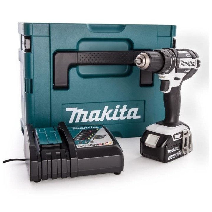 MAKITA Perceuse visseuse a percussion DHP482RFWJ1 avec 1 batterie 18V
