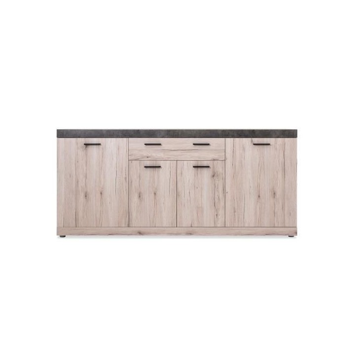 Buffet - Décor Chene Sorrento et béton - Contemporain - 4 portes - M