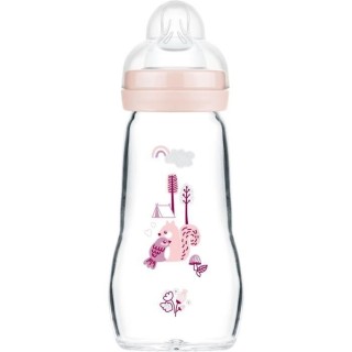 MAM Biberon Verre +0m Oiseau Rose 260ml