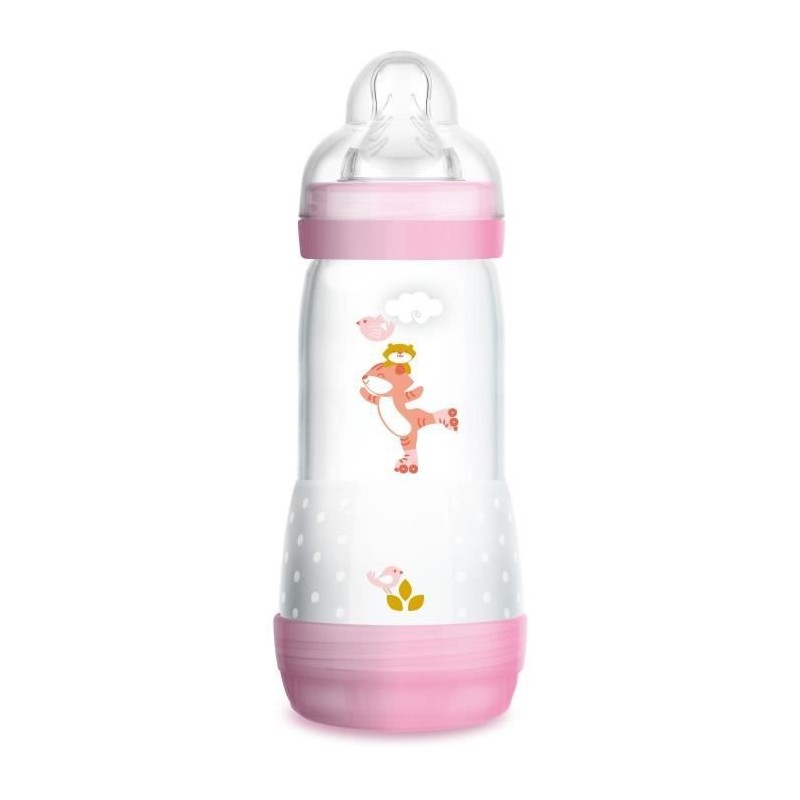 MAM Biberon Easy Start Anti-Colique - 320ml - 0 a 6 mois - Tétine Débit 3 - Fille