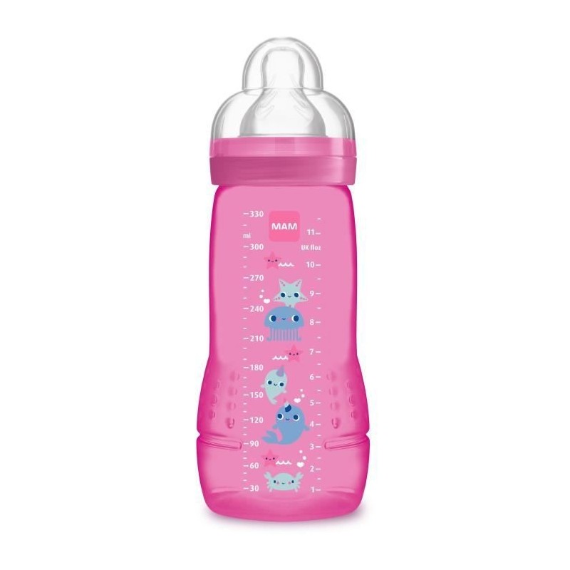 MAM Easy Active 2eme Âge Biberon +6m Rose 330ml