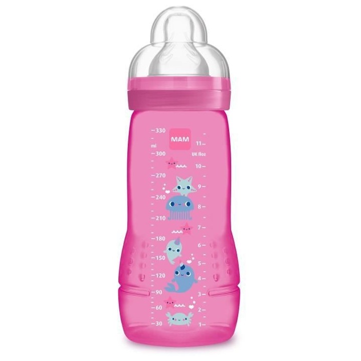 MAM Easy Active 2eme Âge Biberon +6m Rose 330ml