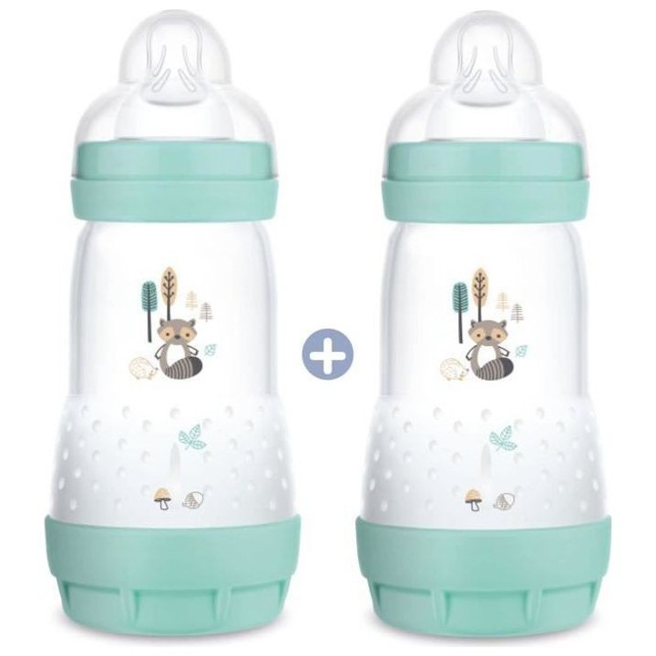 MAM Lot 2 Biberon Easy Start Anti-colique Nature - 260 ml - Aqua