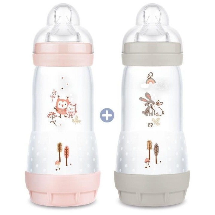 MAM Lot 2 Biberon Easy Start Anti-colique Nature - 320 ml - Blush