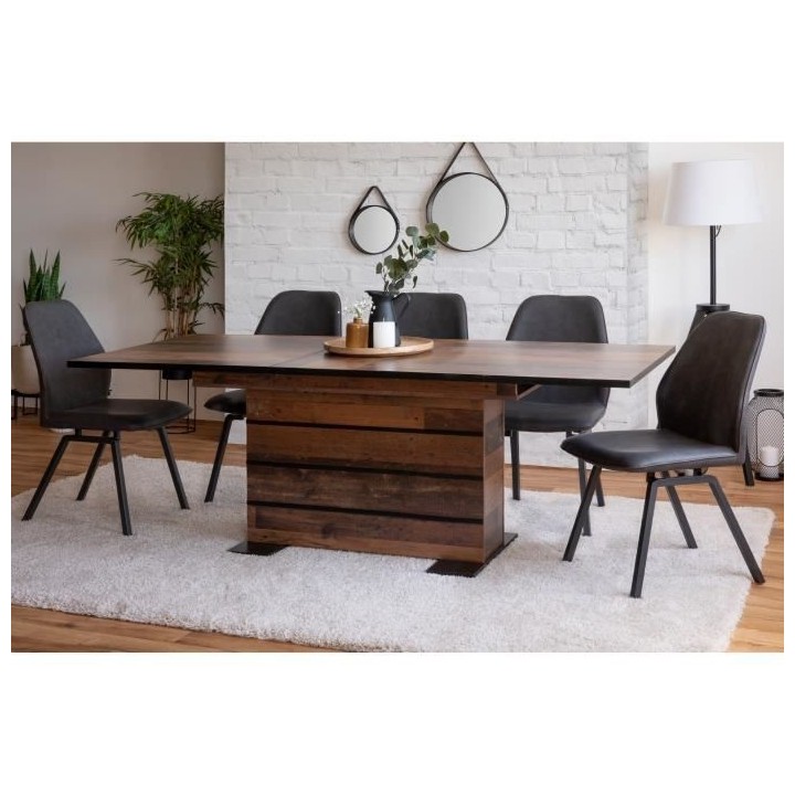 Table a manger extensible - Boisé Old Style et noir - MANHATTAN - L 1