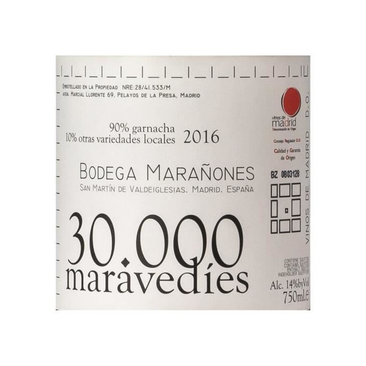 Marañones 30000 Maravedies DO Madrid - Vin rouge Espagne