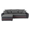 Canapé d'angle gauche convertible - 4 places - Simili noir et tissu gris - L 271 x P 179 x H 87 cm - MARIO - Avec éclairage LE