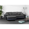 Canapé d'angle gauche convertible - 4 places - Simili noir et tissu gris - L 271 x P 179 x H 87 cm - MARIO - Avec éclairage LE