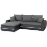 Canapé d'angle gauche convertible - 4 places - Simili noir et tissu gris - L 271 x P 179 x H 87 cm - MARIO - Avec éclairage LE