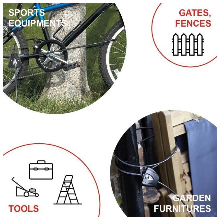 Master Lock 8417EURDPRO Câble antivol breveté ajustable de 30 cm a 1