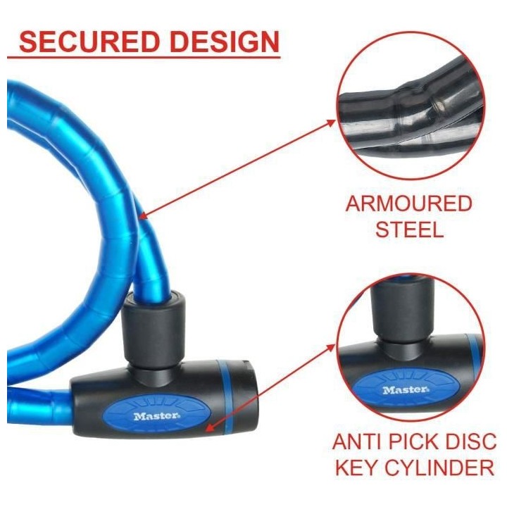 Master Lock Câble antivol a cle 100 x 1,8 cm 8228EURDPRO