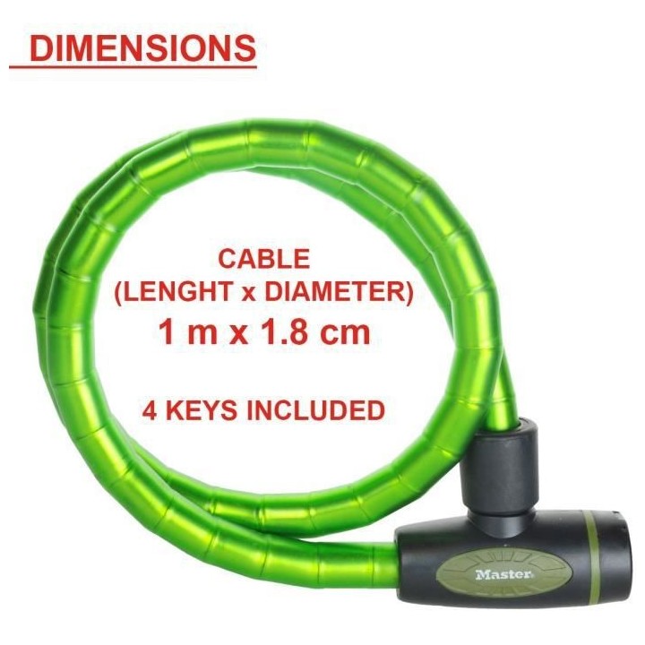 Master Lock Câble antivol a cle 100 x 1,8 cm 8228EURDPRO