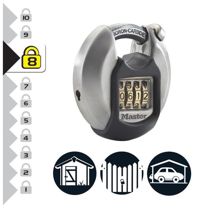 Master Lock Cadenas Disque Excell Acier inox 70 mm M40EURDNUM