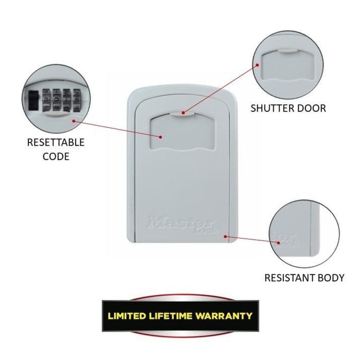 MASTER LOCK Boite a clés sécurisée - Format M - Blanc - Coffre a cl
