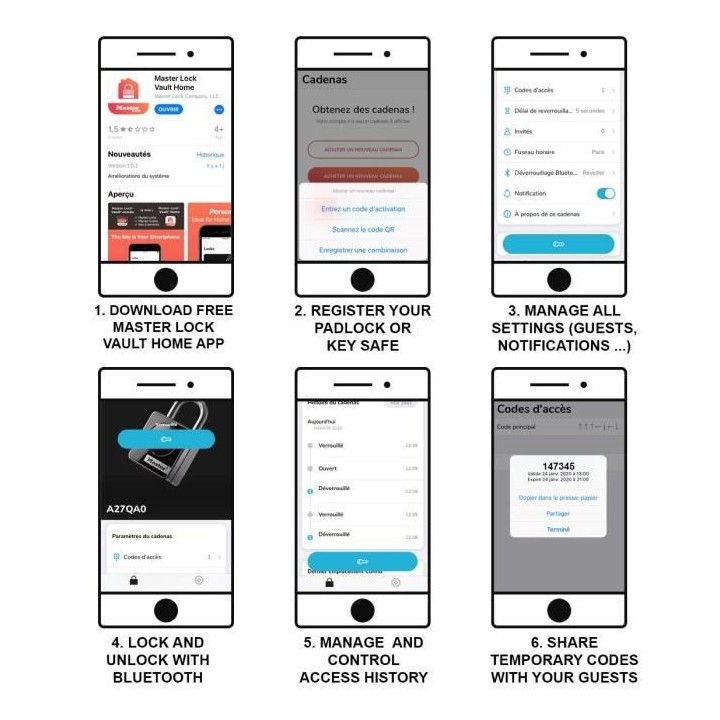 MASTER LOCK Boîte a Clé Connectée - Bluetooth ou Combinaison - A An