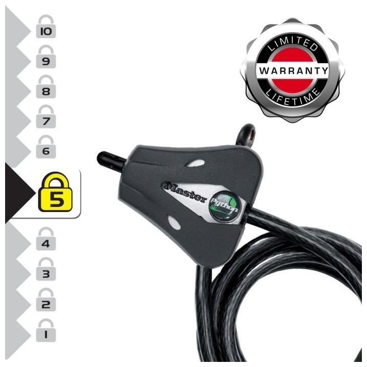 MASTER LOCK Câble antivol ajustable 1,80Mx?8mm - Pour clôture, porta