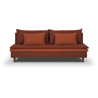 Banquette convertible 3 places MASSA - Tissu rouge - L 195 x P 86 x H