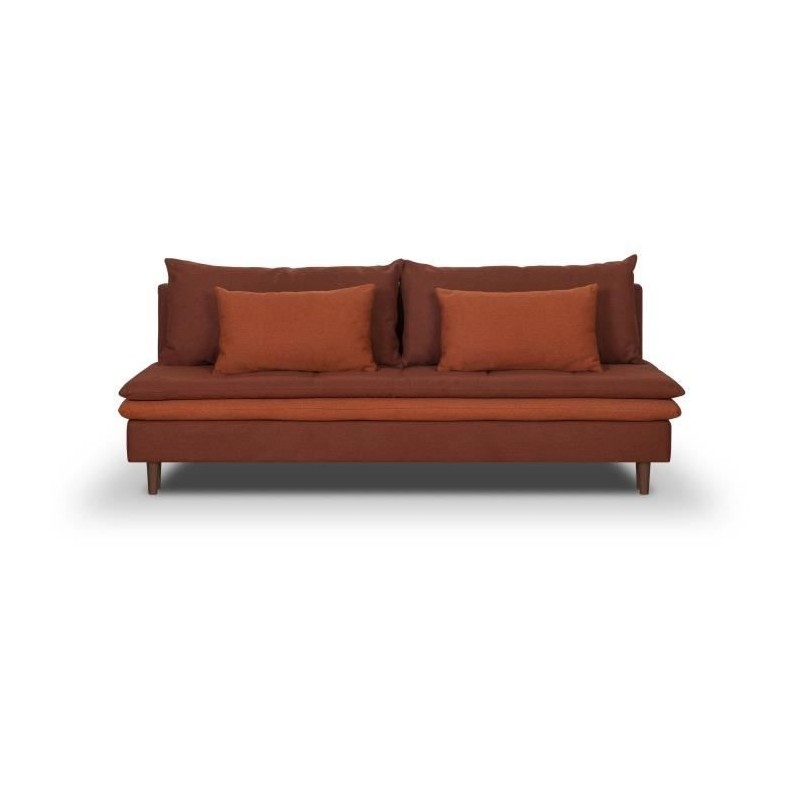 Banquette convertible 3 places MASSA - Tissu rouge - L 195 x P 86 x H 82 cm