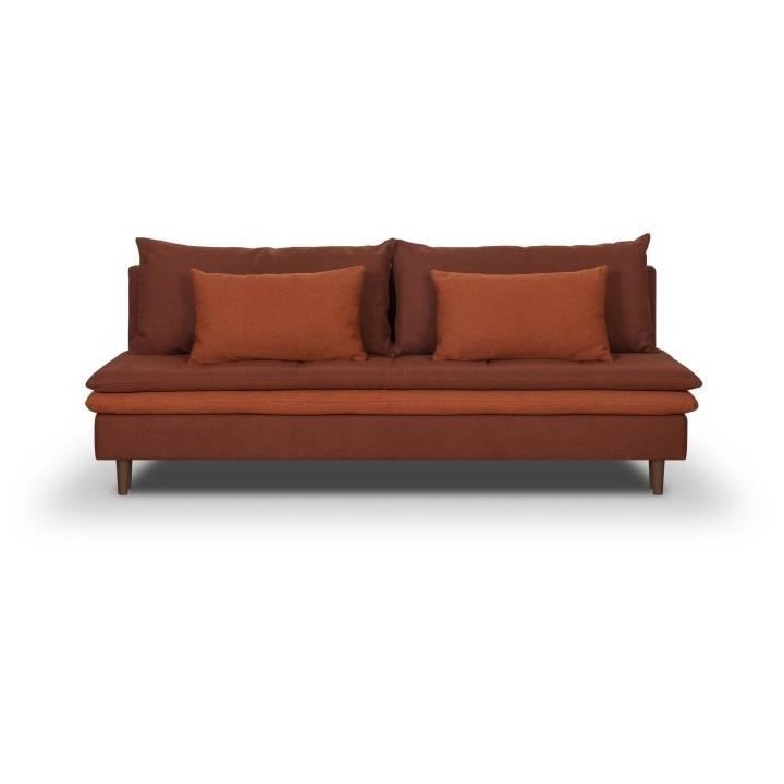 Banquette convertible 3 places MASSA - Tissu rouge - L 195 x P 86 x H
