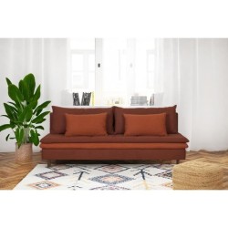 Banquette convertible 3 places MASSA - Tissu rouge - L 195 x P 86 x H 82 cm