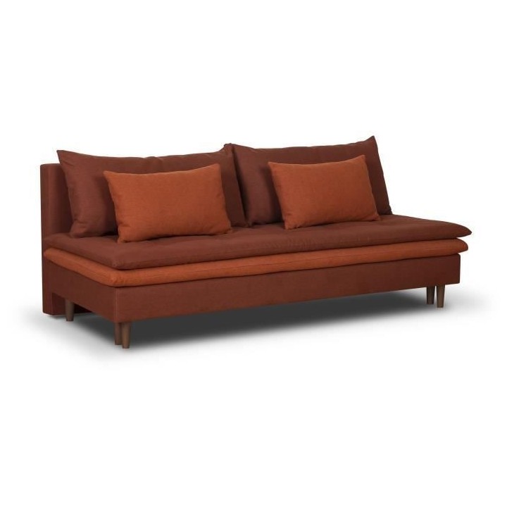 Banquette convertible 3 places MASSA - Tissu rouge - L 195 x P 86 x H
