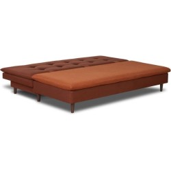 Banquette convertible 3 places MASSA - Tissu rouge - L 195 x P 86 x H 82 cm