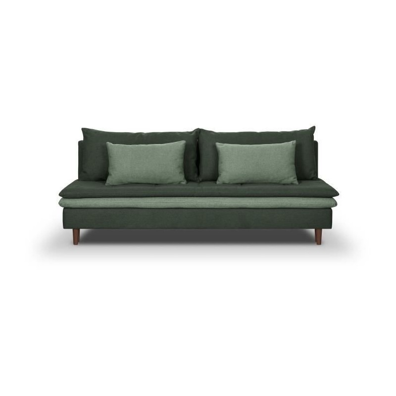 Banquette convertible 3 places MASSA - Tissu vert kaki - L 195 x P 86 x H 82 cm