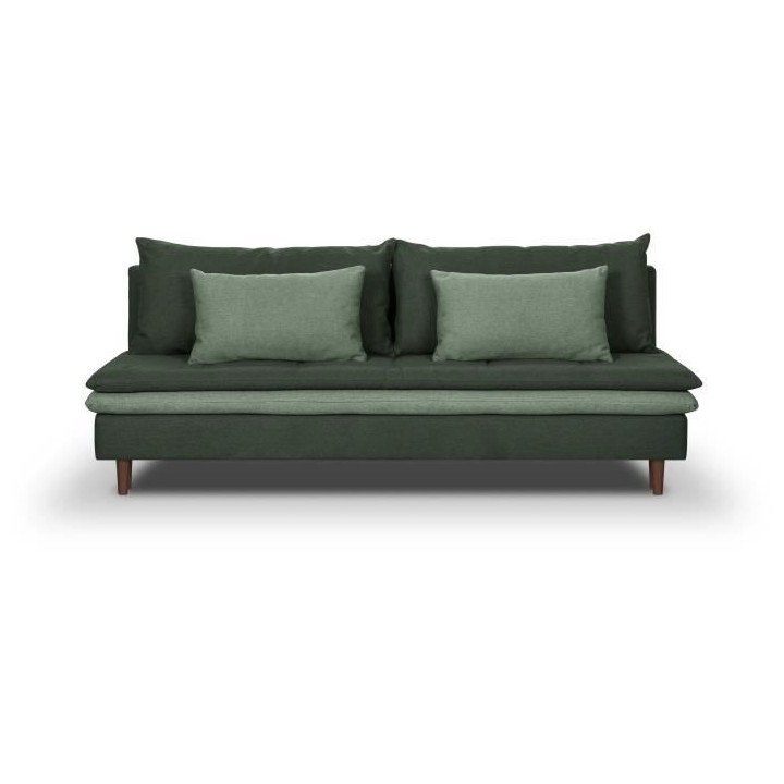Banquette convertible 3 places MASSA - Tissu vert kaki - L 195 x P 86