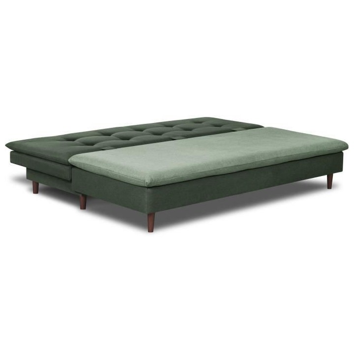 Banquette convertible 3 places MASSA - Tissu vert kaki - L 195 x P 86
