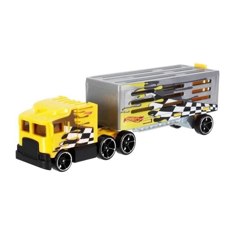 HOT WHEELS Camion Transporteur Track Stars 15 cm (modele aléatoire) Remorques Interchangeables pouvant contenir un véhicule 1: