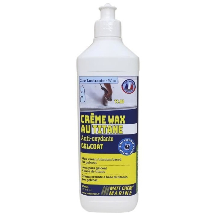 MATT CHEM Creme Wax au Titane Gelcoat et Peinture Ti.O2 500Ml