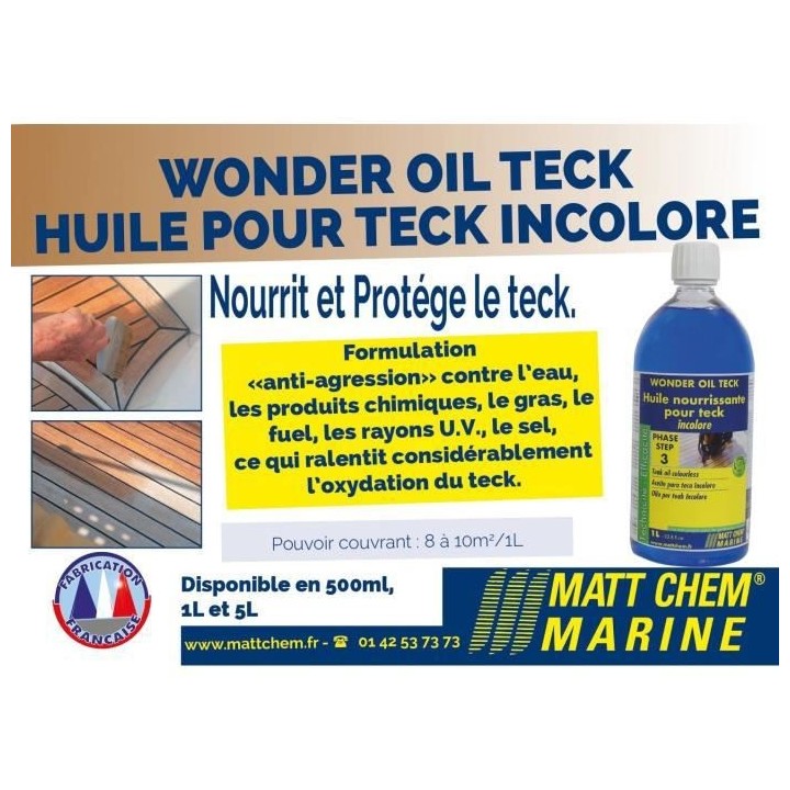 MATT CHEM Huile pour Teck Incolore Wonder Oil Teck 1L