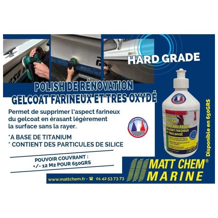 MATT CHEM Polish de Rénovation au Titane Gelcoat Farineux Hard Grade