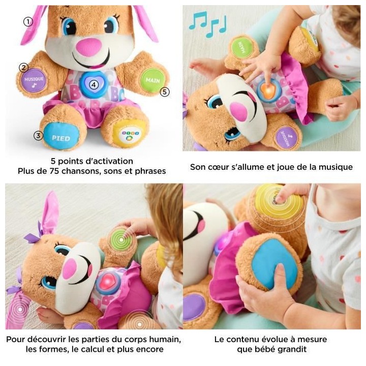 Fisher-Price - Nouveau SIS interactif - Peluche interactive - 6 mois e