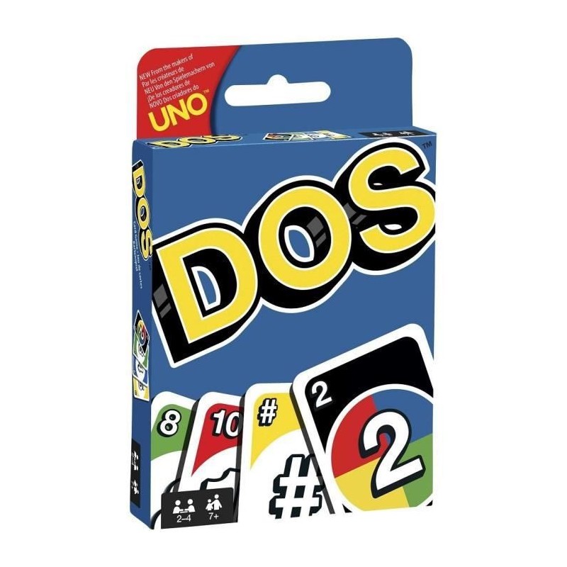 DOS Jeu de cartes - 2 a 4 joueurs - A partir de 7 ans - Inspiré du célebre jeu UNO