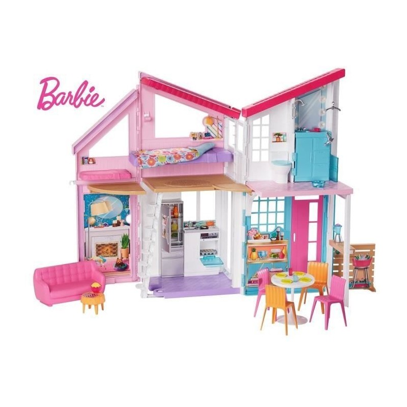 BARBIE La Maison a Malibu repliable 2 étages avec accessoires