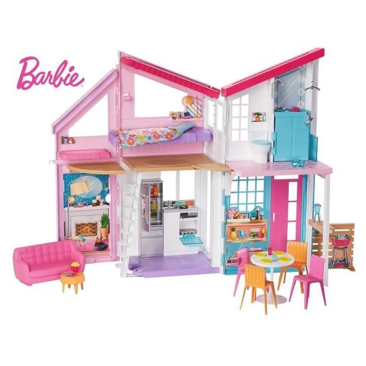 BARBIE La Maison a Malibu repliable 2 étages avec accessoires