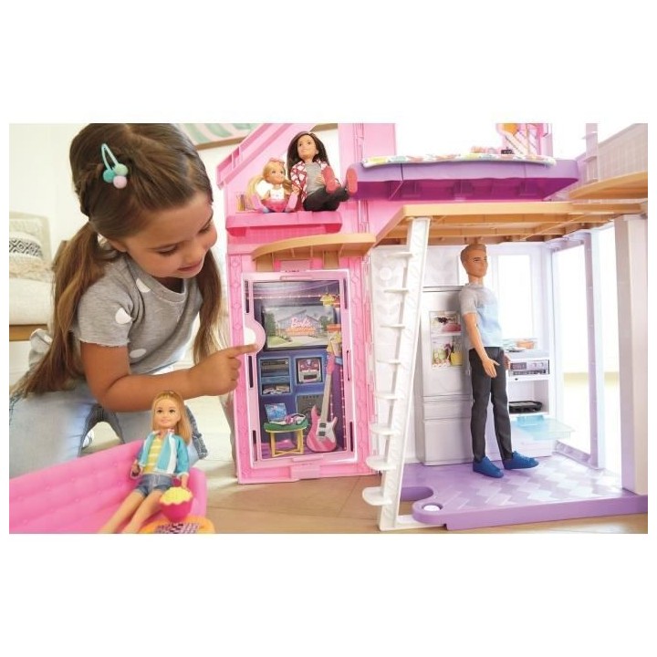 BARBIE La Maison a Malibu repliable 2 étages avec accessoires