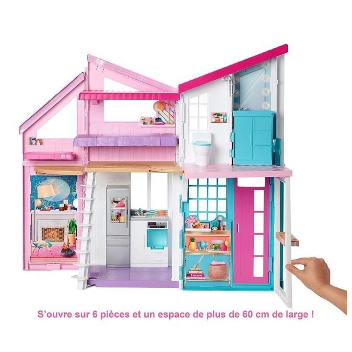 BARBIE La Maison a Malibu repliable 2 étages avec accessoires